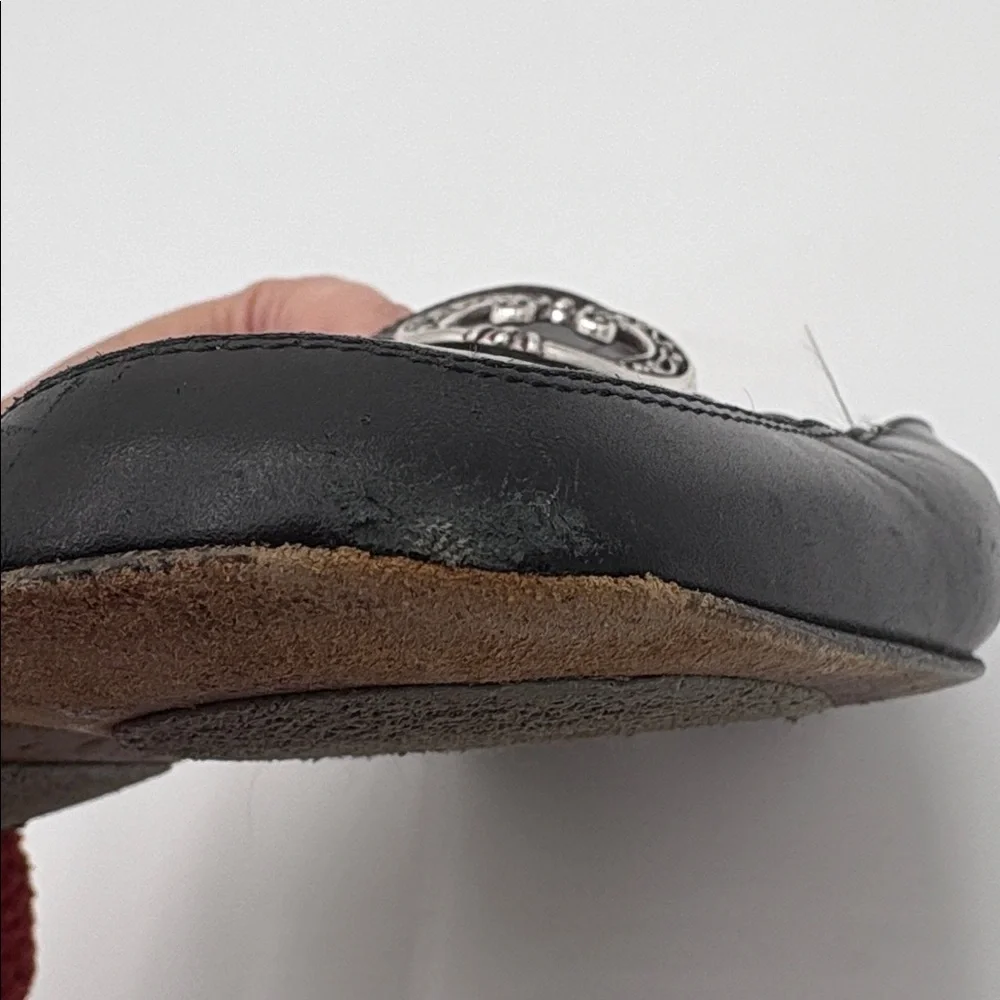 Brighton Women's Jasper Black and Brown Flats Loafers with Heart Detail